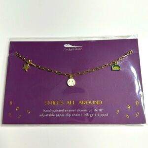 14k Gold Dipped Paper Clip Chain with Hand Painted Enamel Charms